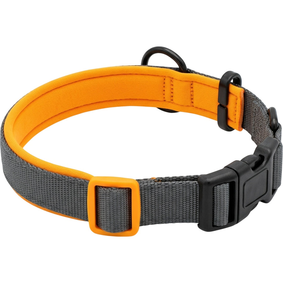Vivart Padded Neoprene Dog Collar 2.5 cm Neck 40-55 cm Graphite and Amber
