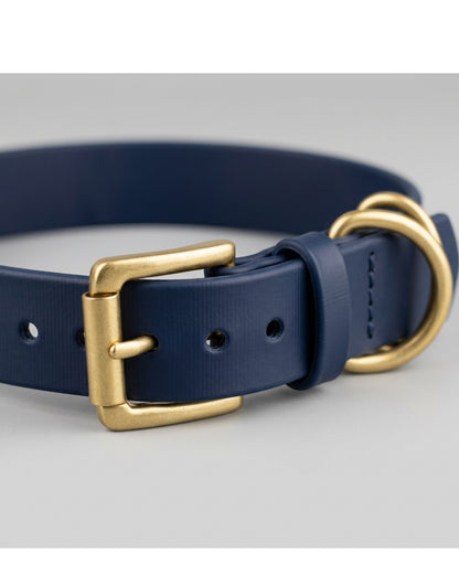 Vivart Waterproof Coated Webbing Pet Collar 2.5 cm Neck 35-50 cm Navy - Detail view