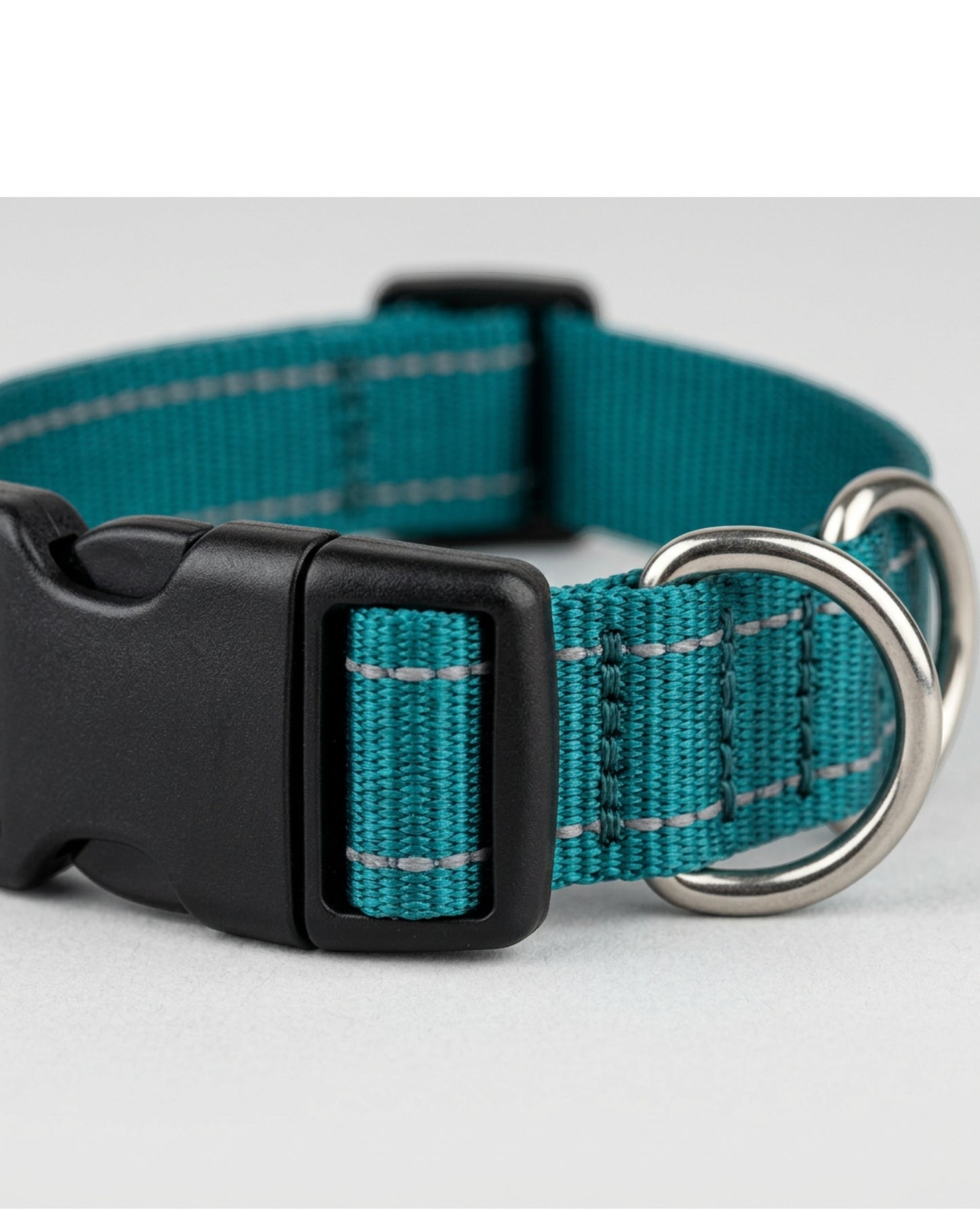 Vivart Reflective Nylon Dog Collar 2 cm Neck 30-45 cm Teal - Detail view